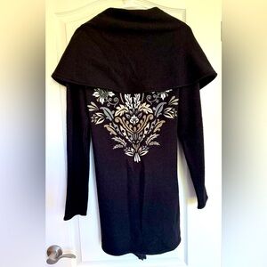 Women’s size small black embroidered coat
